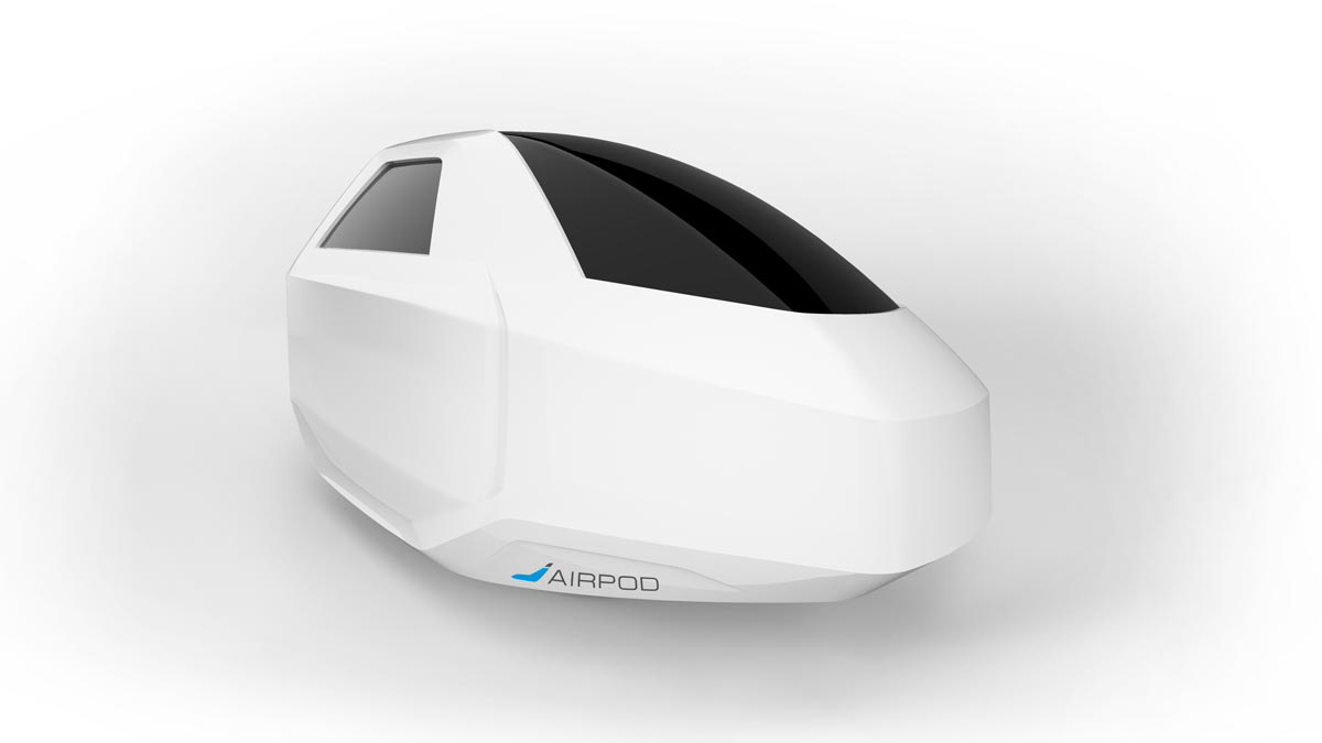 3D visualization of the side view of the Airpod sleeping capsule