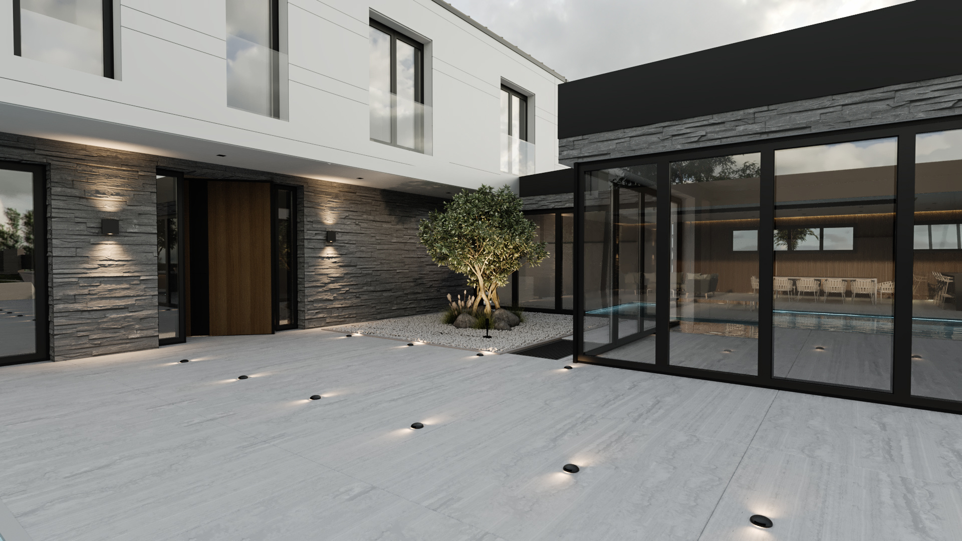 3D vizualizacija vhoda v luksuzno vilo