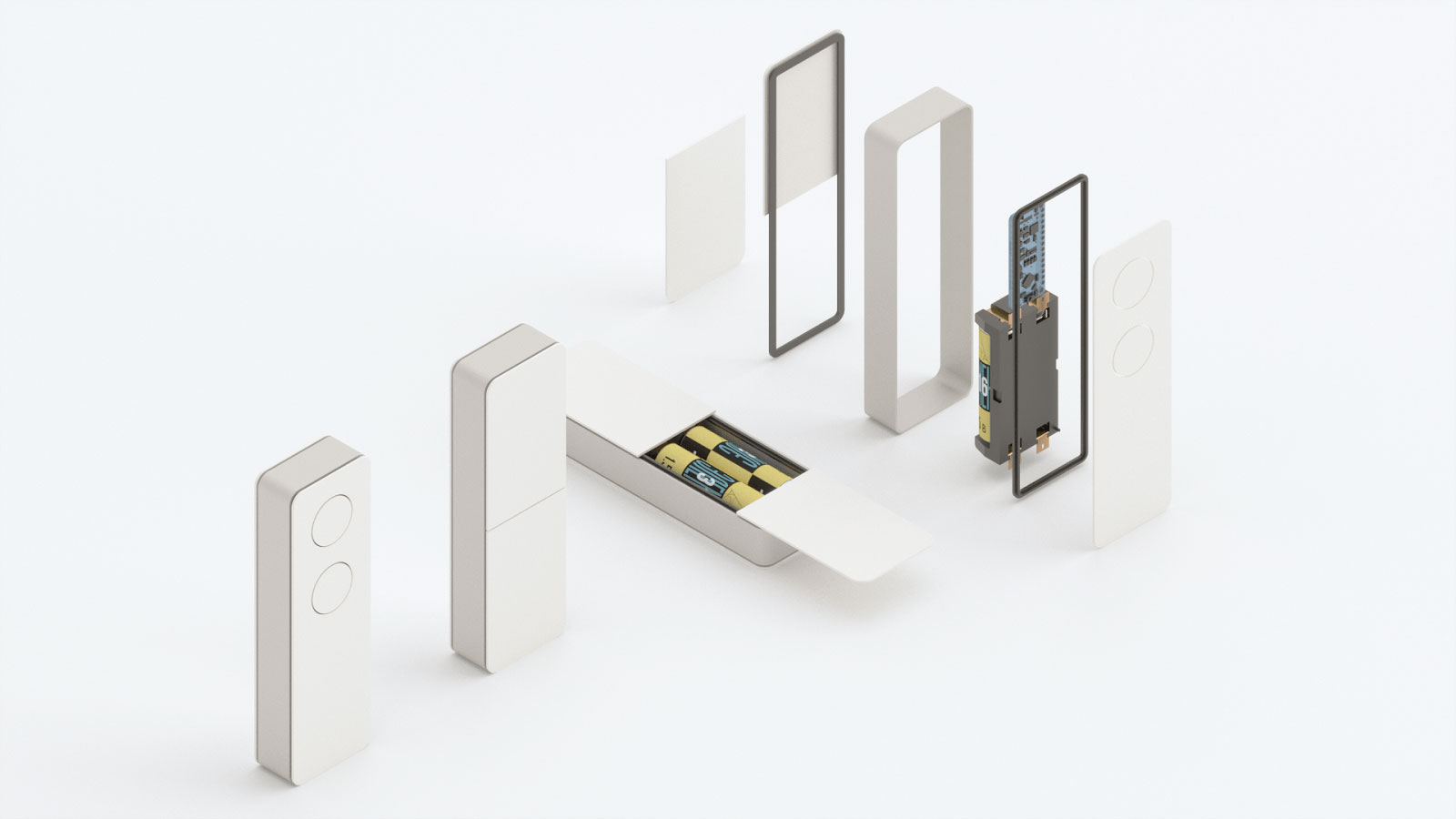 3D vizualizacija komponent daljinca za visečo posteljo