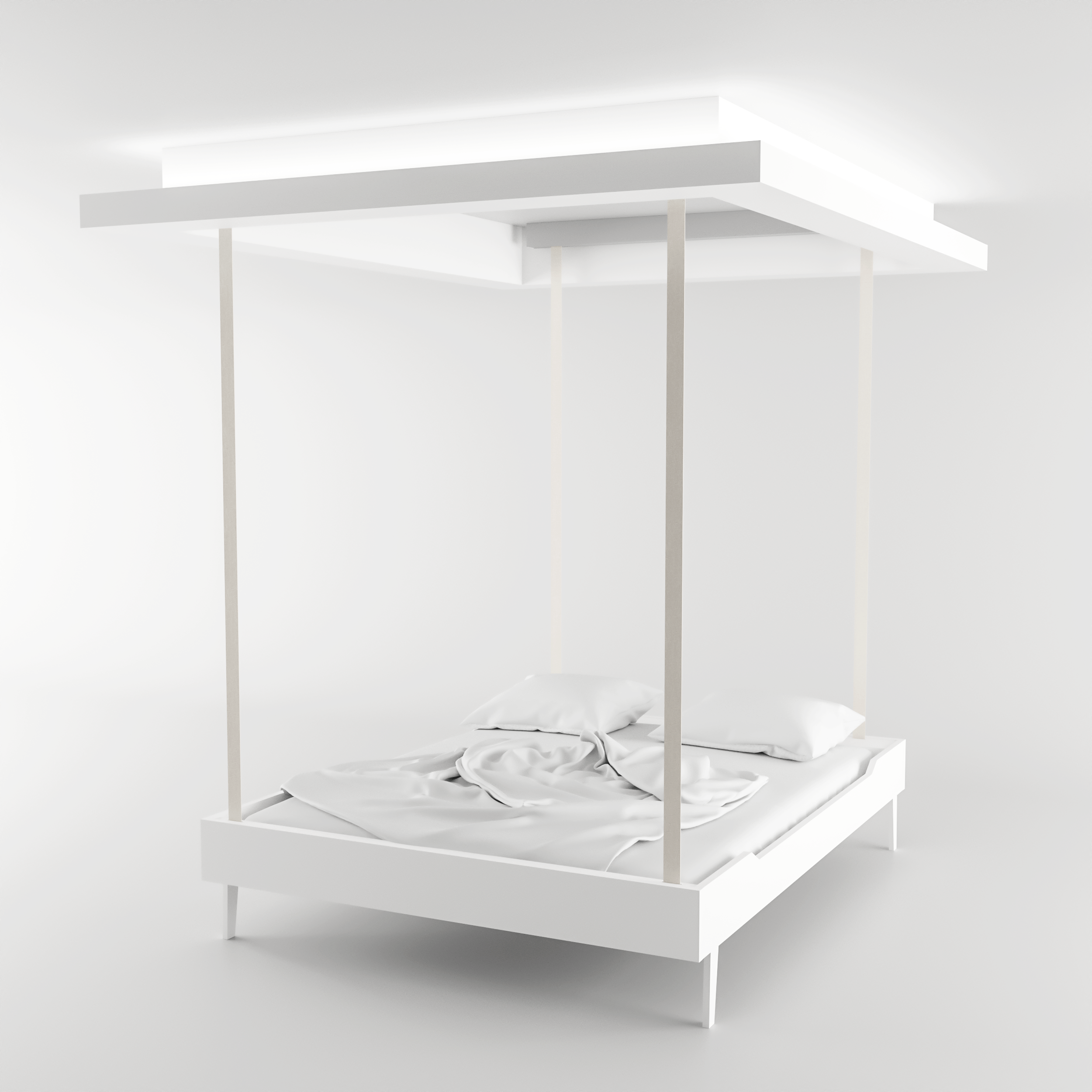 3D vizualizacija spuščene viseče postelje kot funkcionalen produktni dizajn za optimizacijo prostora