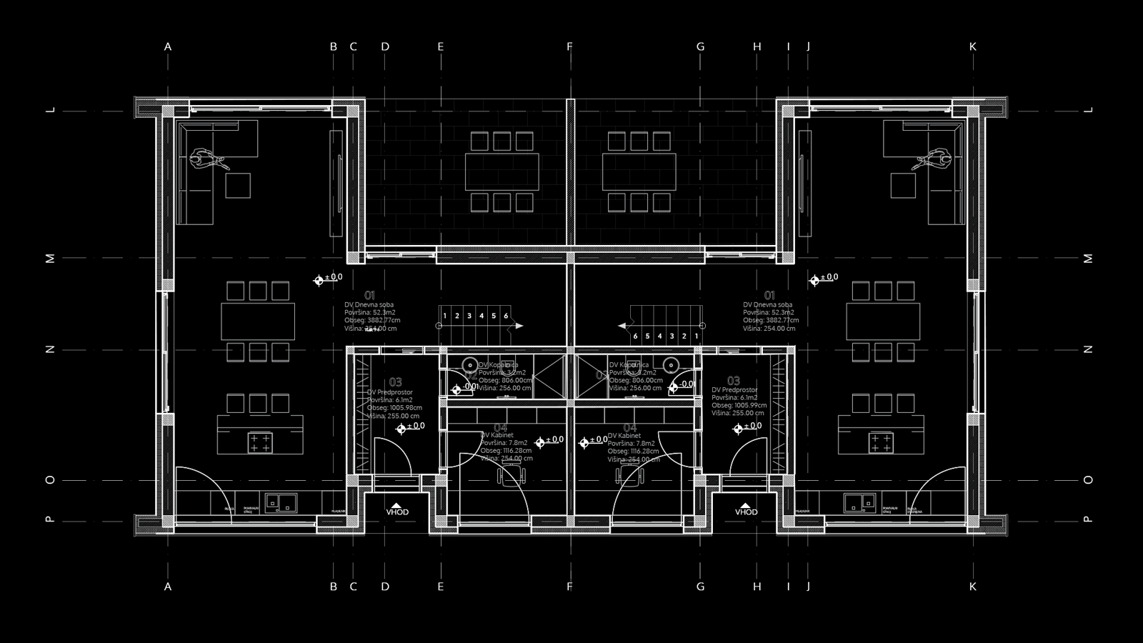 Arhitekturni načrt dvostanovanjske hiše