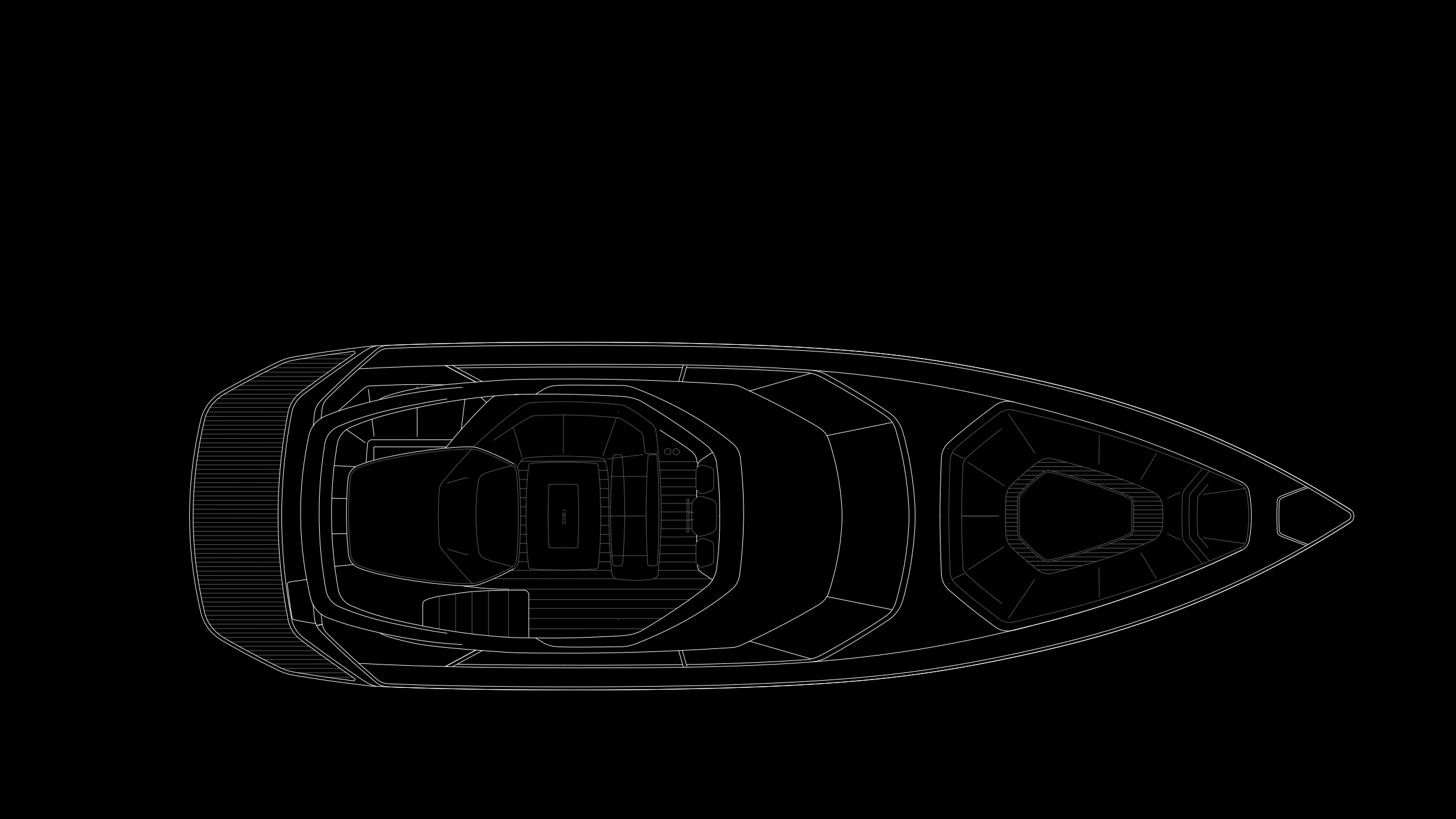 Načrt zgornje palube hibridne jahte
