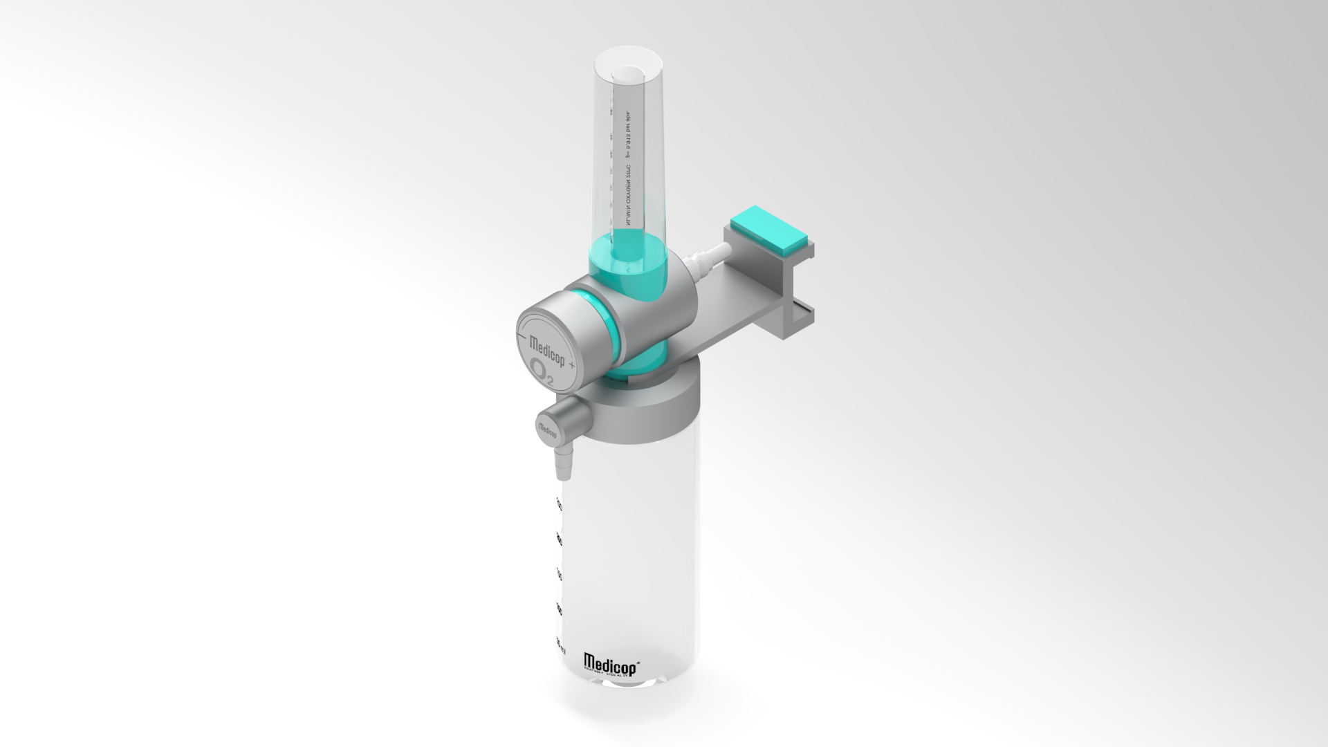 Medicop kisikov vlažilnik z dozatorjem in ventili sivo-modre barve