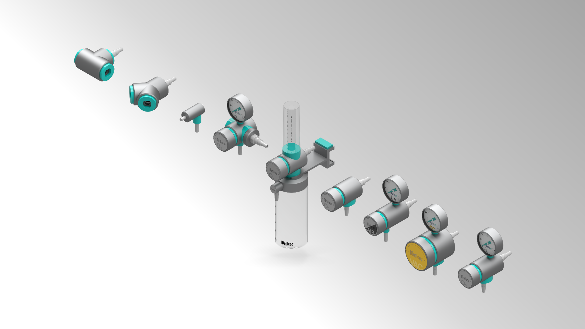 3D vizualizacija celotne serije Medicop produktov
