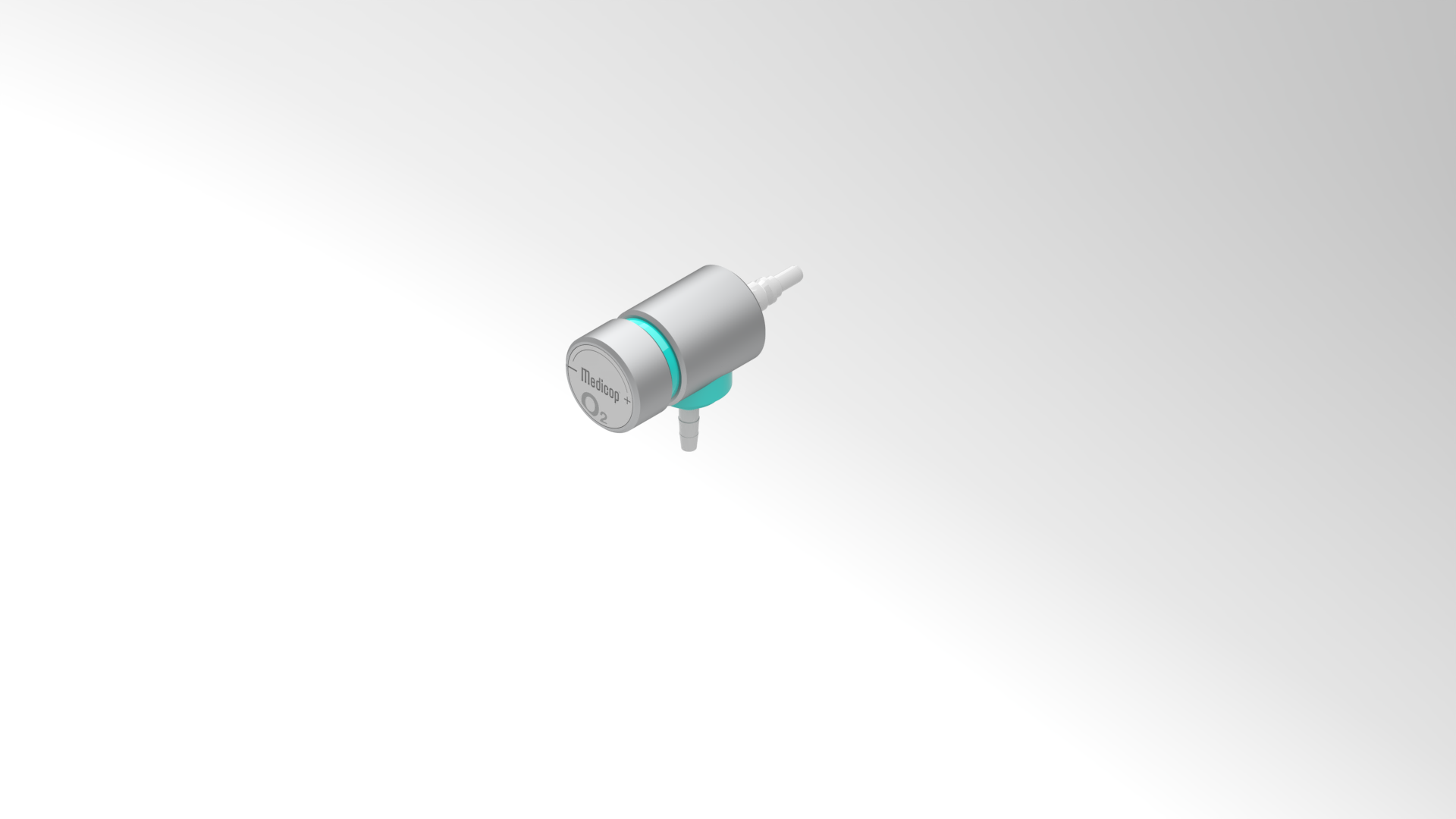 Medicop stopenjski dozator sivo-modre barve, oblikovan v sklopu industrijskega dizajna