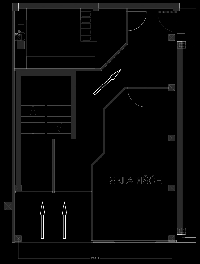 Arhitekturni načrt pritličja pisarne Duler