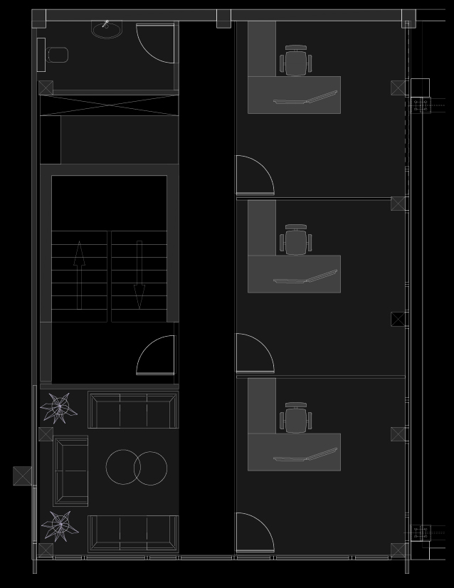 Arhitekturni načrt tretjega nadstropja poslovnih prostorov Duler
