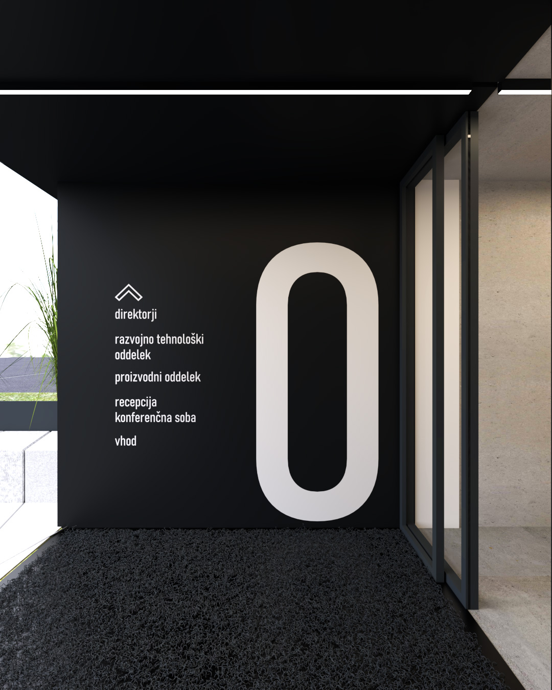 Sodobna zasnovan vhod v poslovno stavbo podjetja Duler