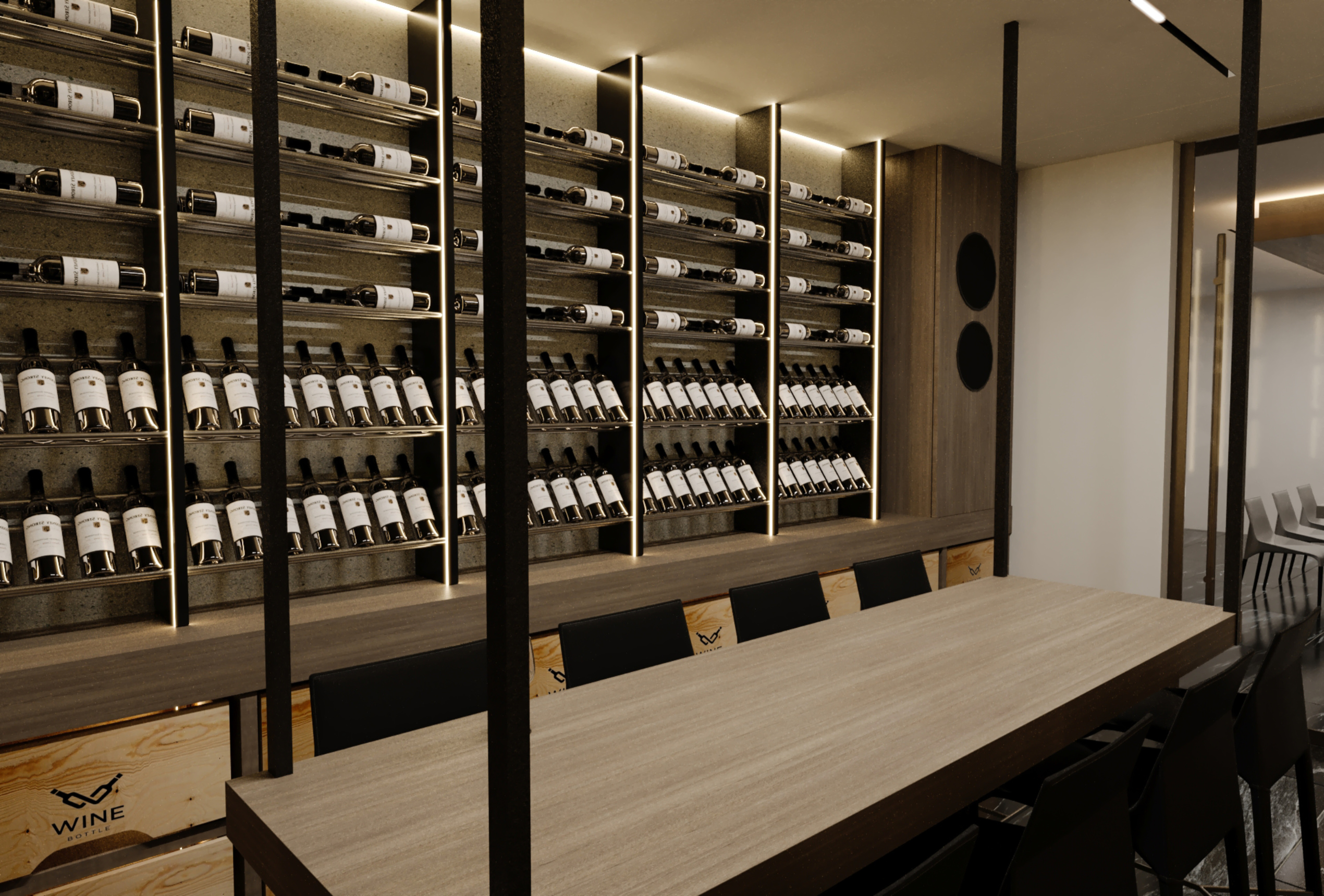 Vinska klet zasnovana s strani notranjega arhitekta