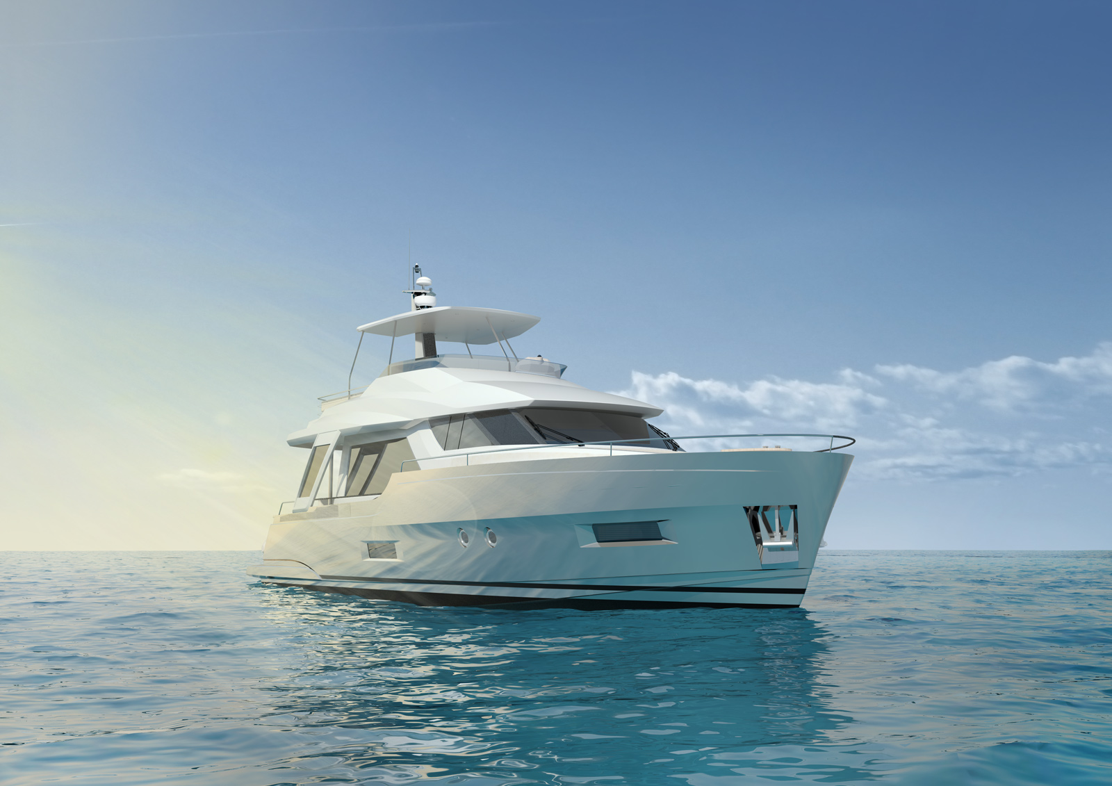 Elegantna jahta z modernimi linijami, ki pluje po oceanu