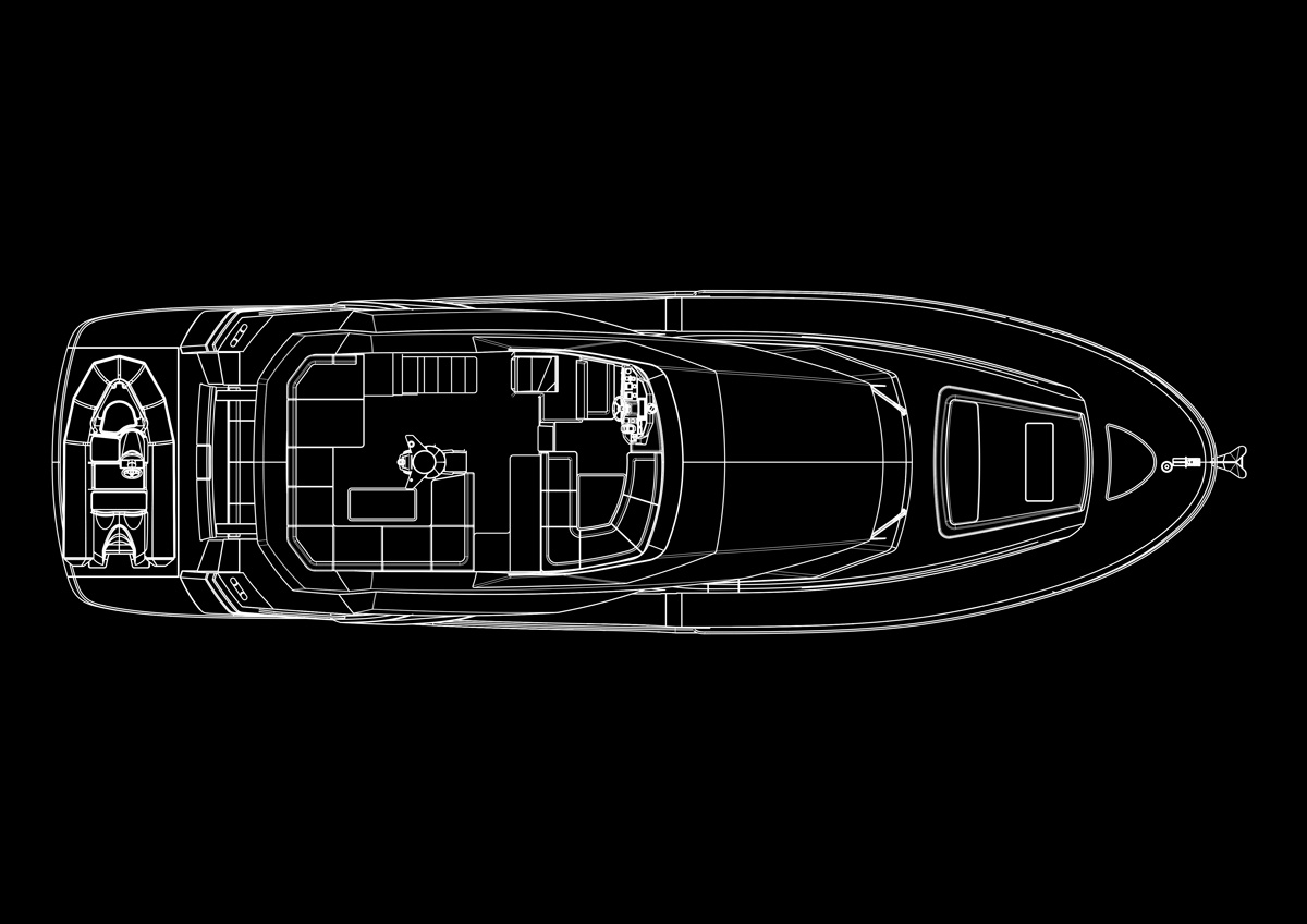 Tloris zgornje palube luskuzne jahte