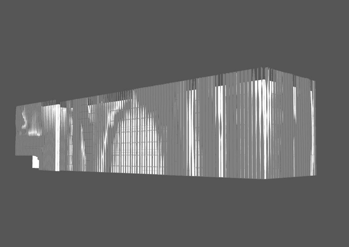 Parametric sketch of the decorative facade of the Uprom company's office building
