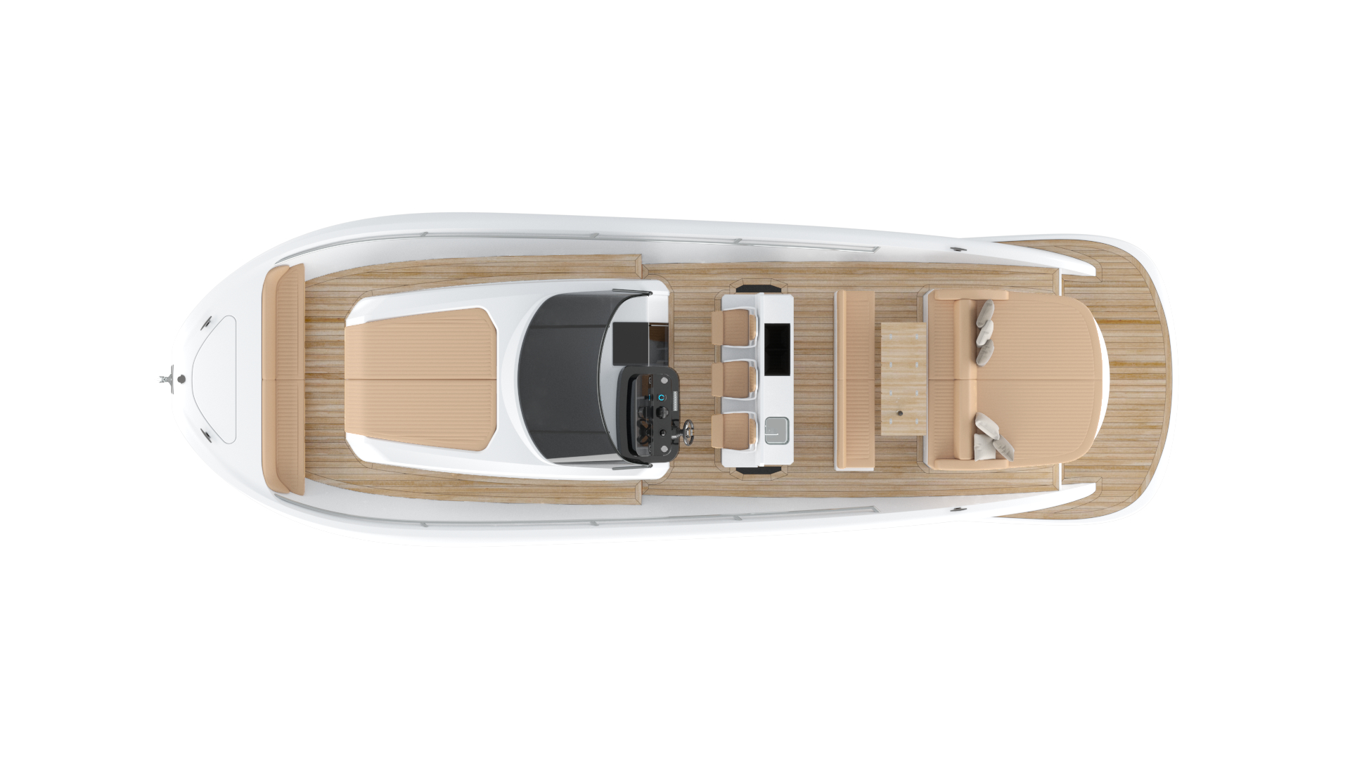 Tloris zunanje palube jahte Piantoni