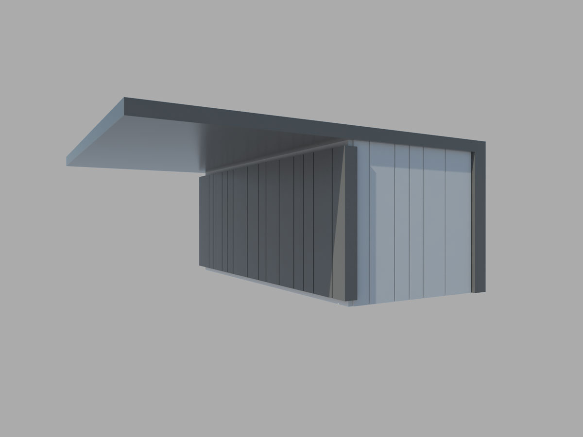 Sodobna siva garaža z nadstreškom