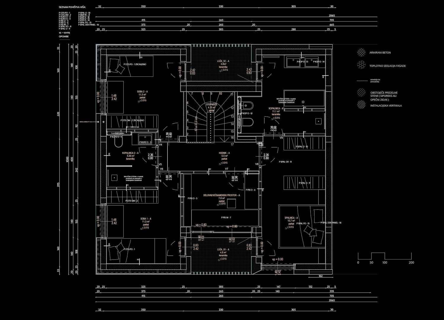 Floor plan of the first floor of Apartment P
