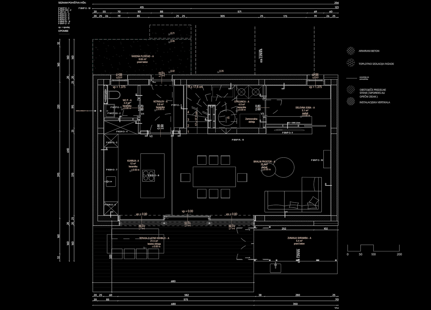 Architectural plan of the ground floor of Apartment P
