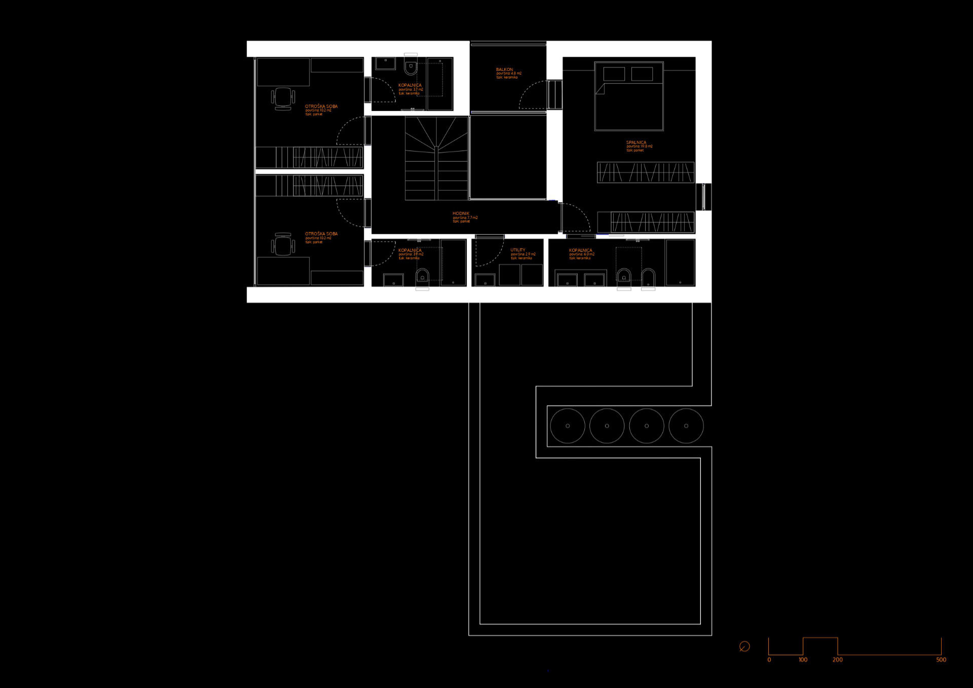 Floor plan of a modern apartment building, work of an architect
